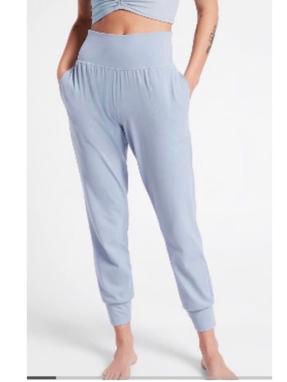 Athleta Light Blue High-Waist Joggers